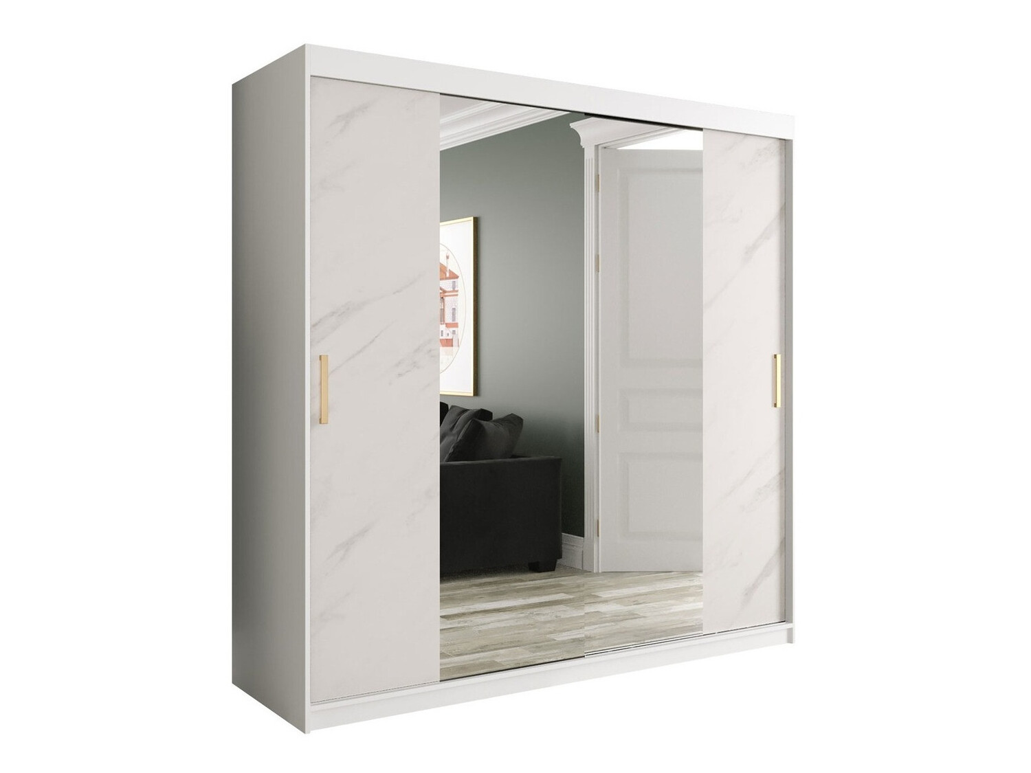 Spinta Hartford 256 (Matinė balta + Baltas marmuras)