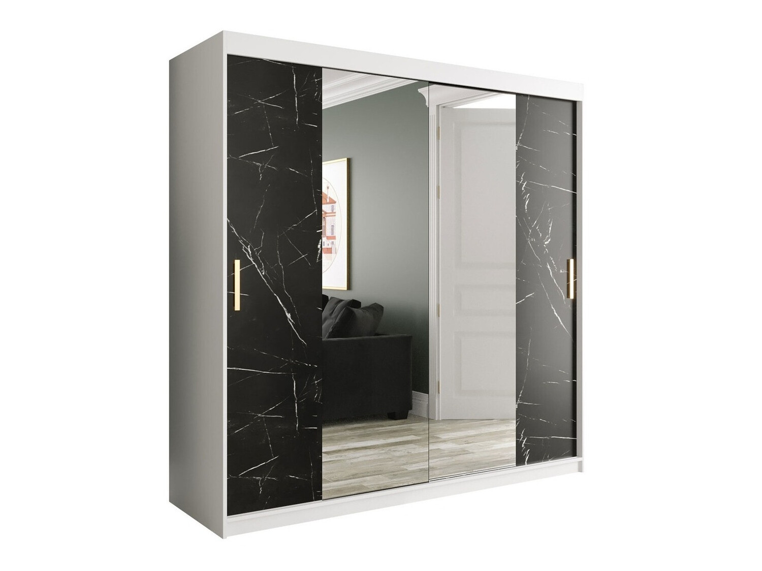 Spinta Hartford 256 (Matinė balta + Juodas marmuras)