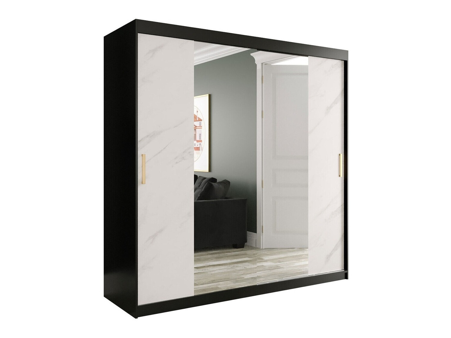 Spinta Hartford 256 (Matinė juoda + Baltas marmuras)