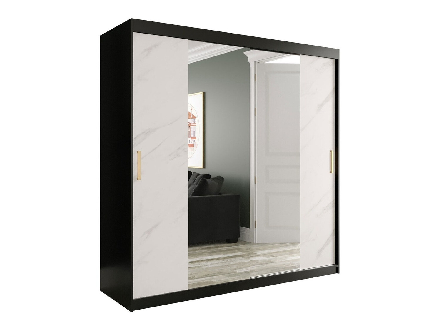 Spinta Hartford 256 (Matinė juoda + Baltas marmuras)