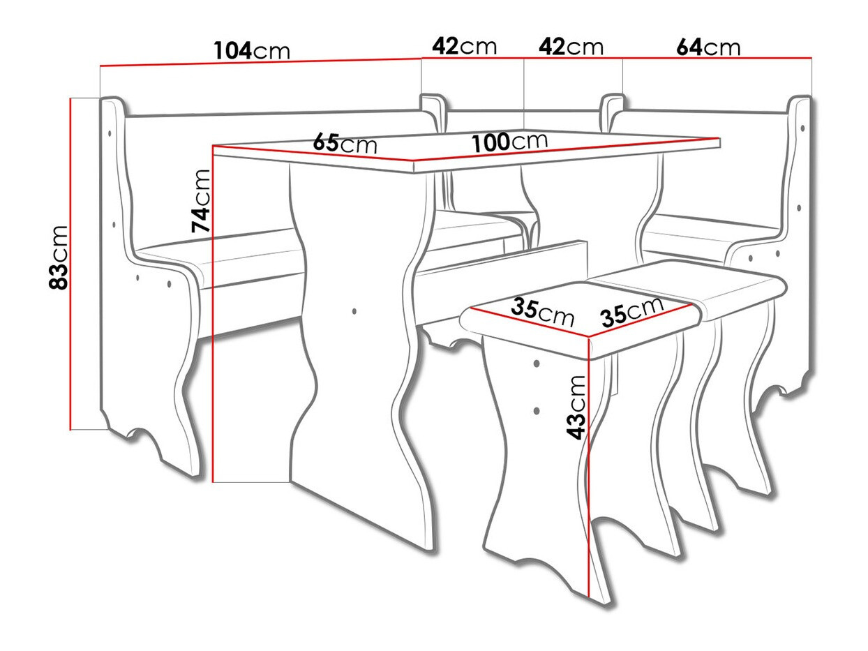 Virtuvės kampas Reading 100 (Balta + Alfa 13)