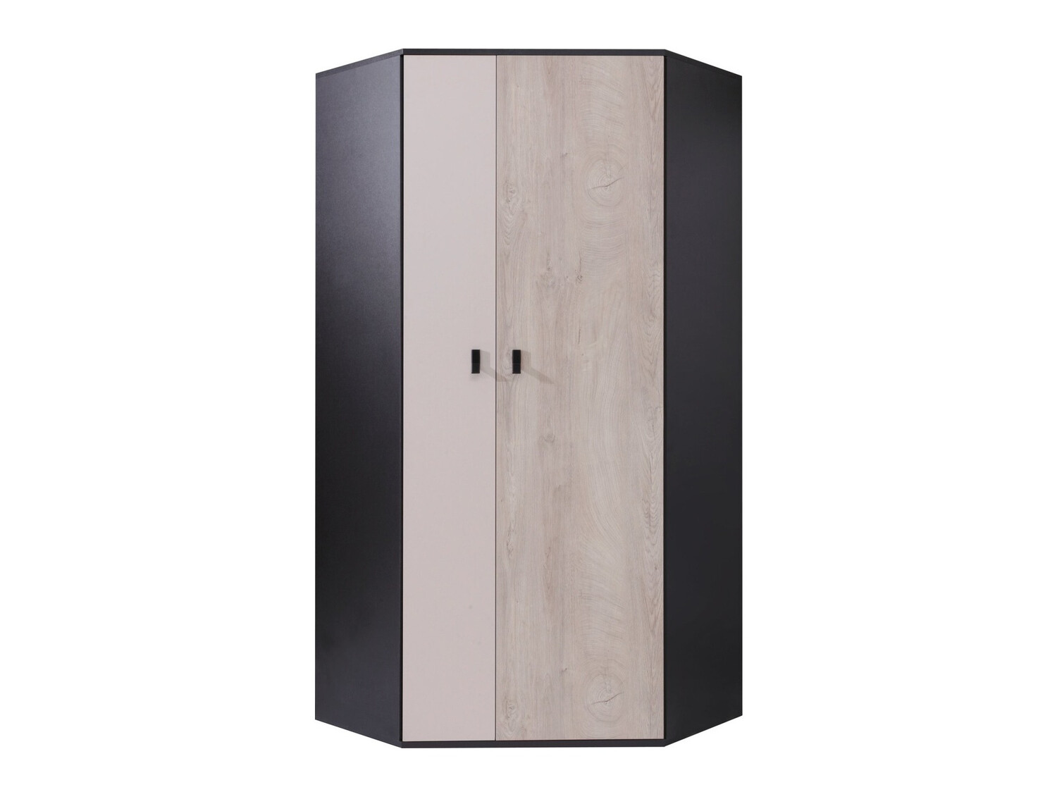 Kampinė spinta Camteso 100 (Juoda + Ąžuolas + Beige)