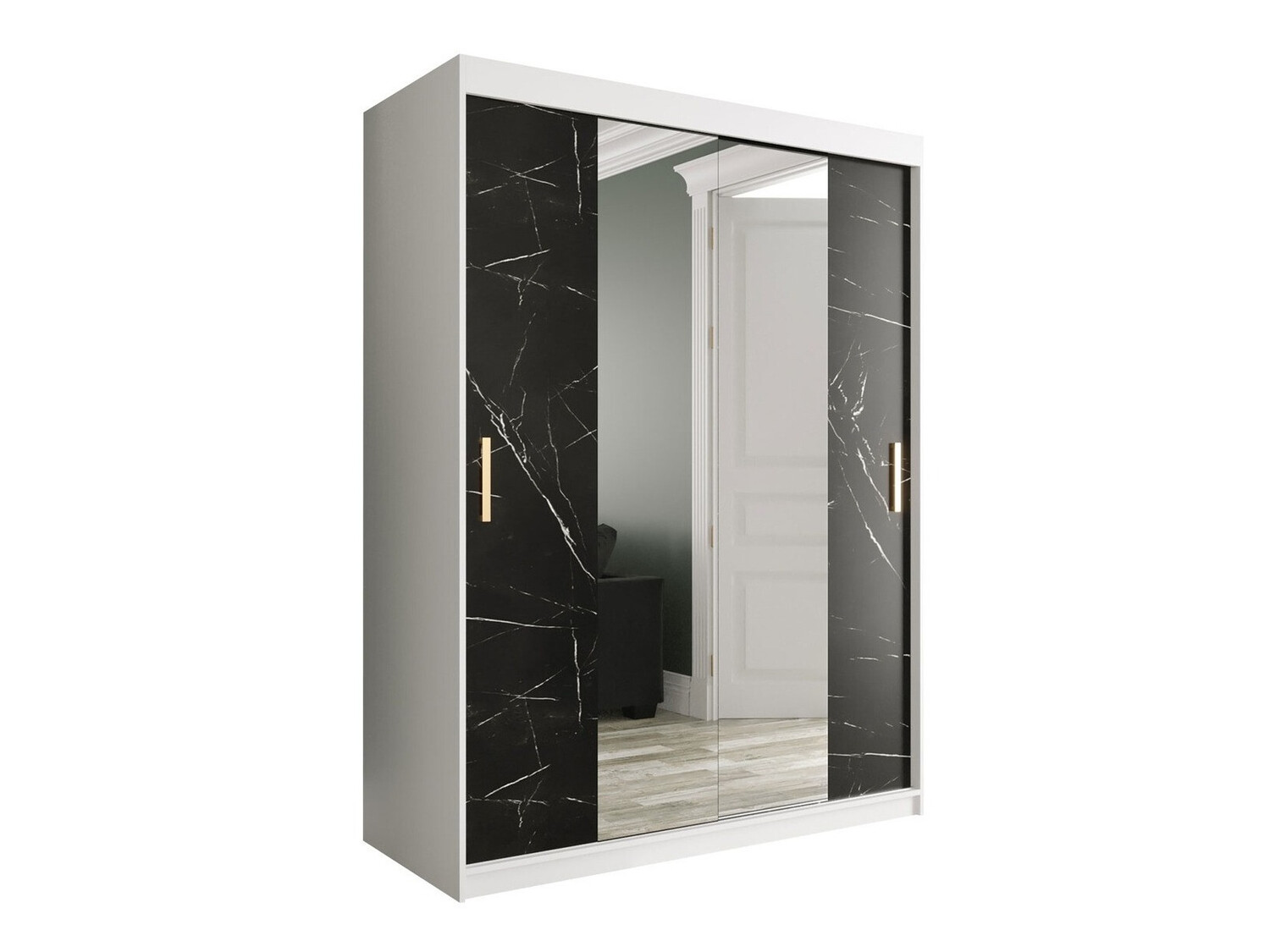 Spinta Hartford 254 (Matinė balta + Juodas marmuras)