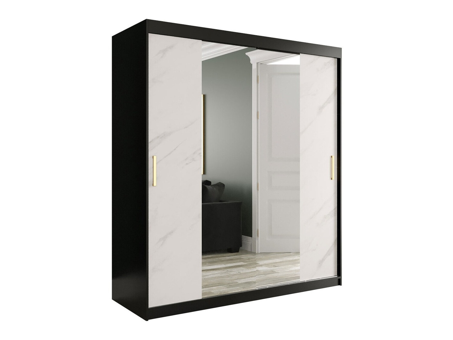 Spinta Hartford 255 (Matinė juoda + Baltas marmuras)