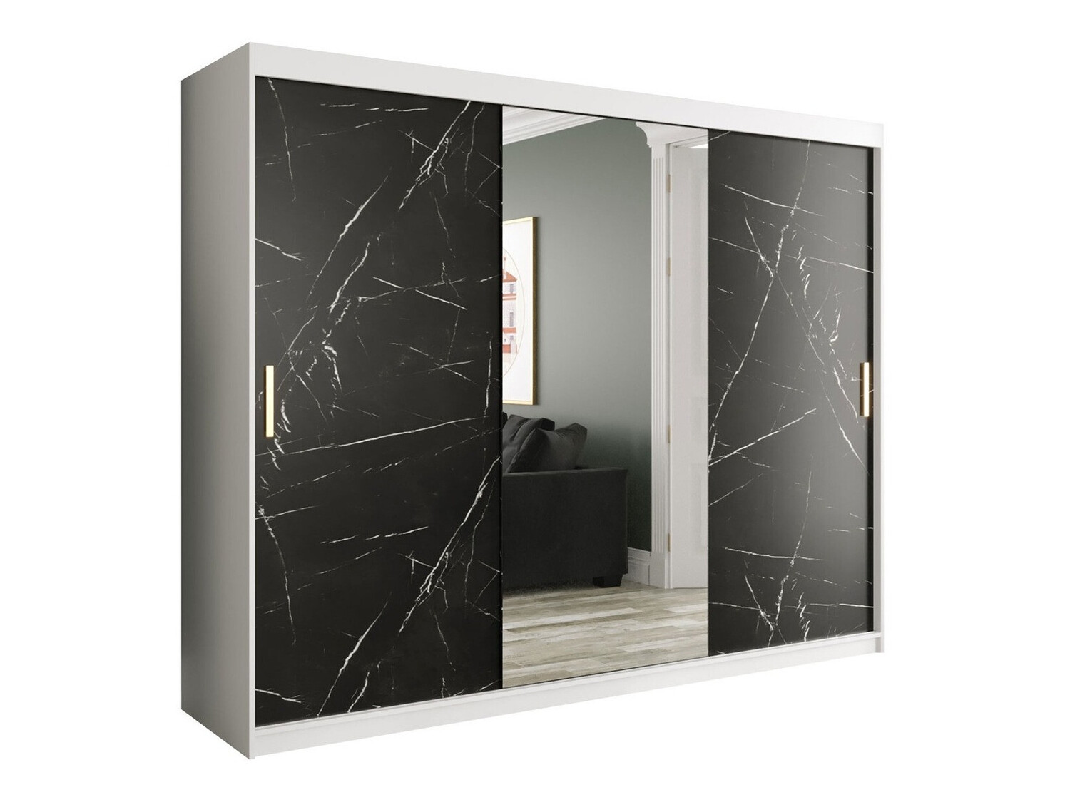 Spinta Hartford 257 (Matinė balta + Juodas marmuras)