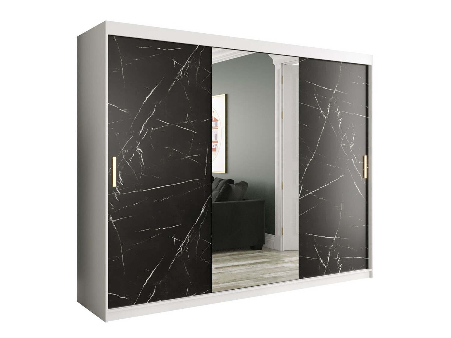 Spinta Hartford 257 (Matinė balta + Juodas marmuras)