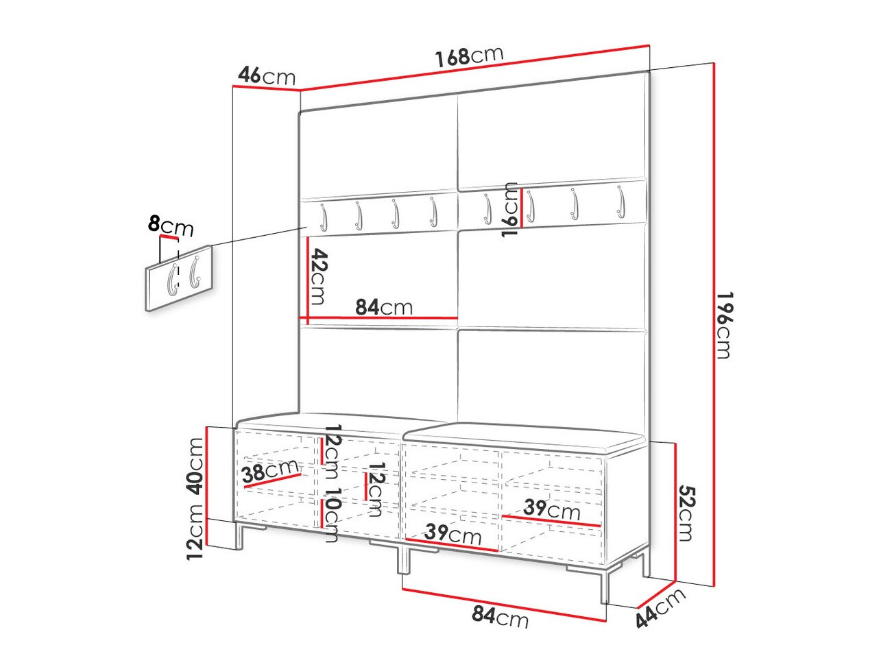 Prieškambario komplektas Nomal II (Eko oda Soft 011)