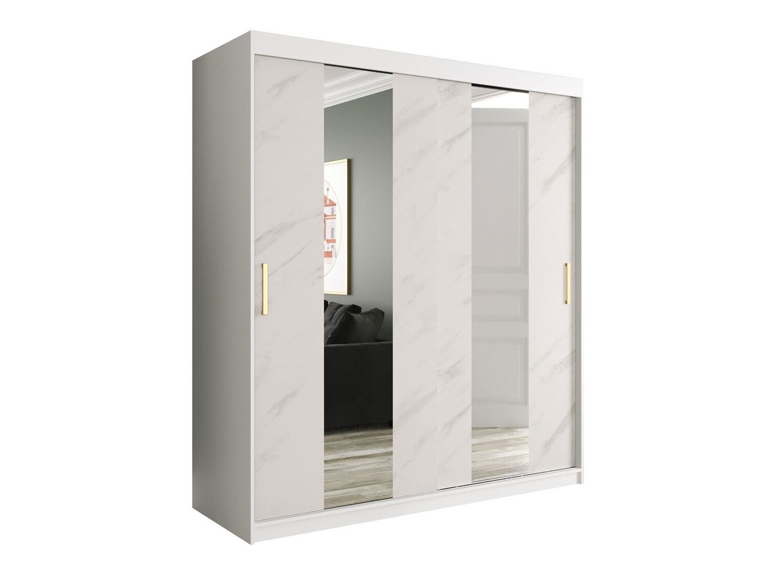 Spinta Hartford 243 (Matinė balta + Baltas marmuras)