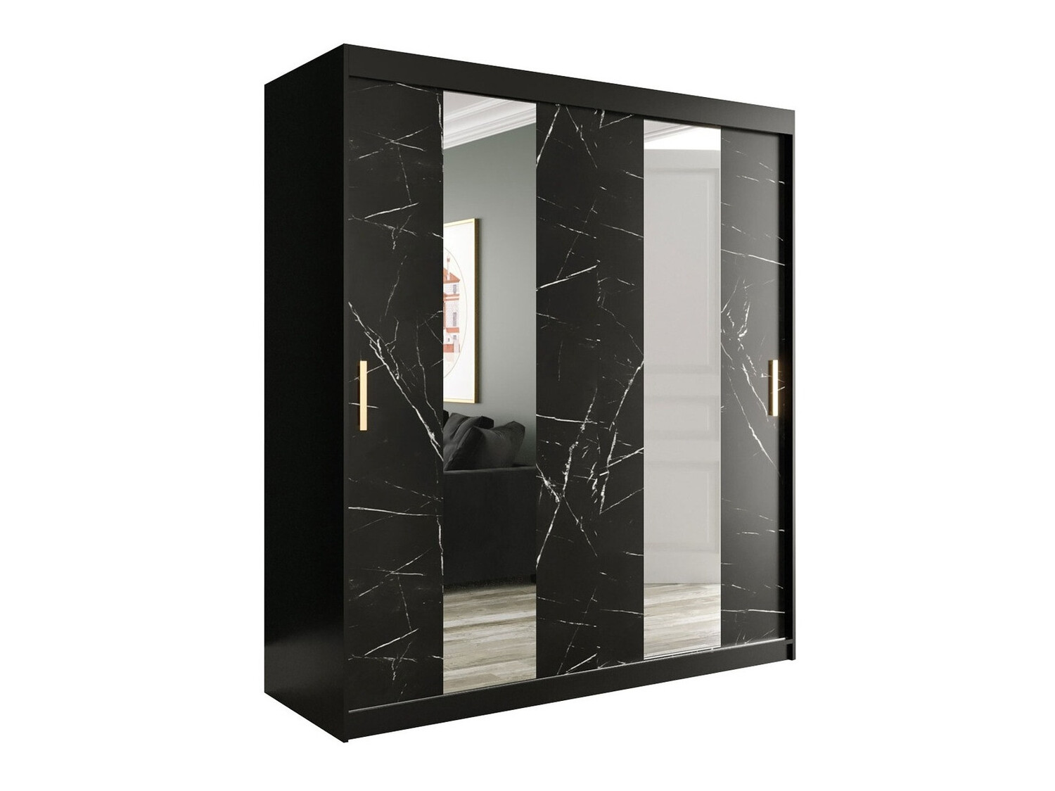 Spinta Hartford 243 (Matinė juoda + Juodas marmuras)