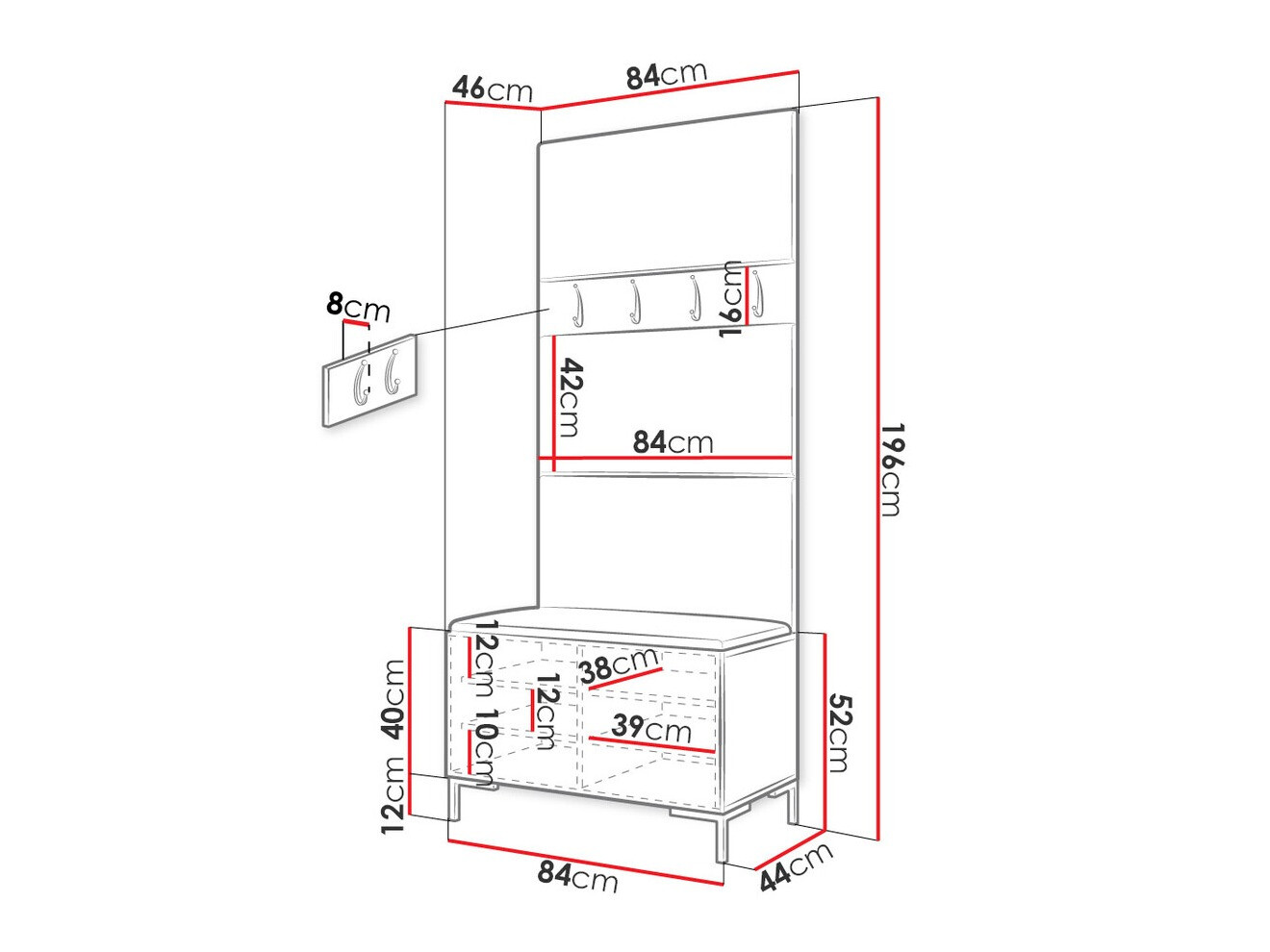 Prieškambario komplektas Nomal III (Eko oda Soft 017)