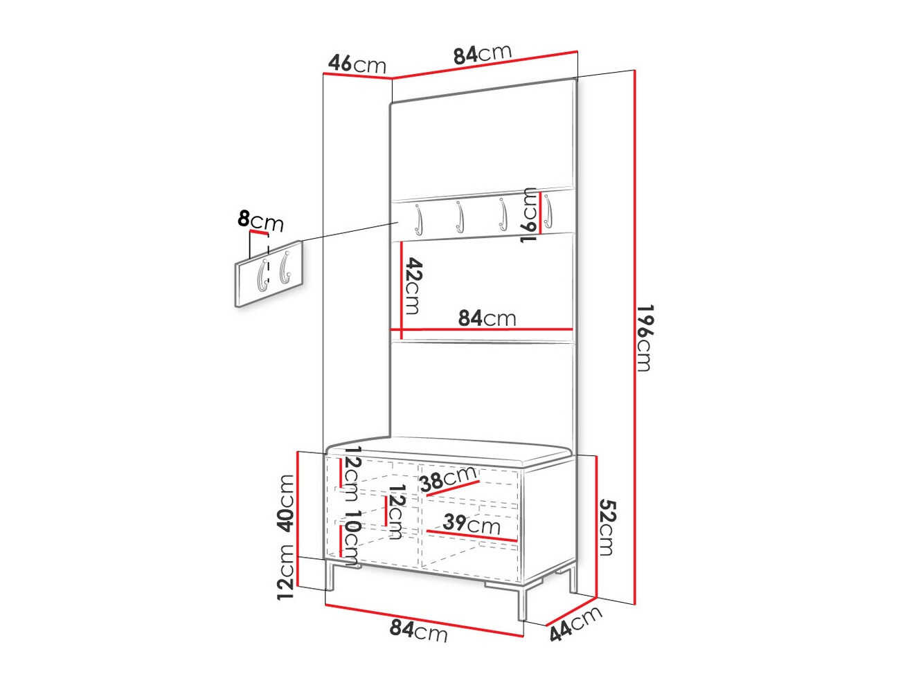 Prieškambario komplektas Tivsoa 102 (Manila 11)