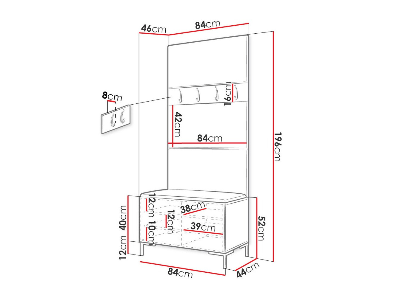 Prieškambario komplektas Tivsoa 102 (Manila 26)