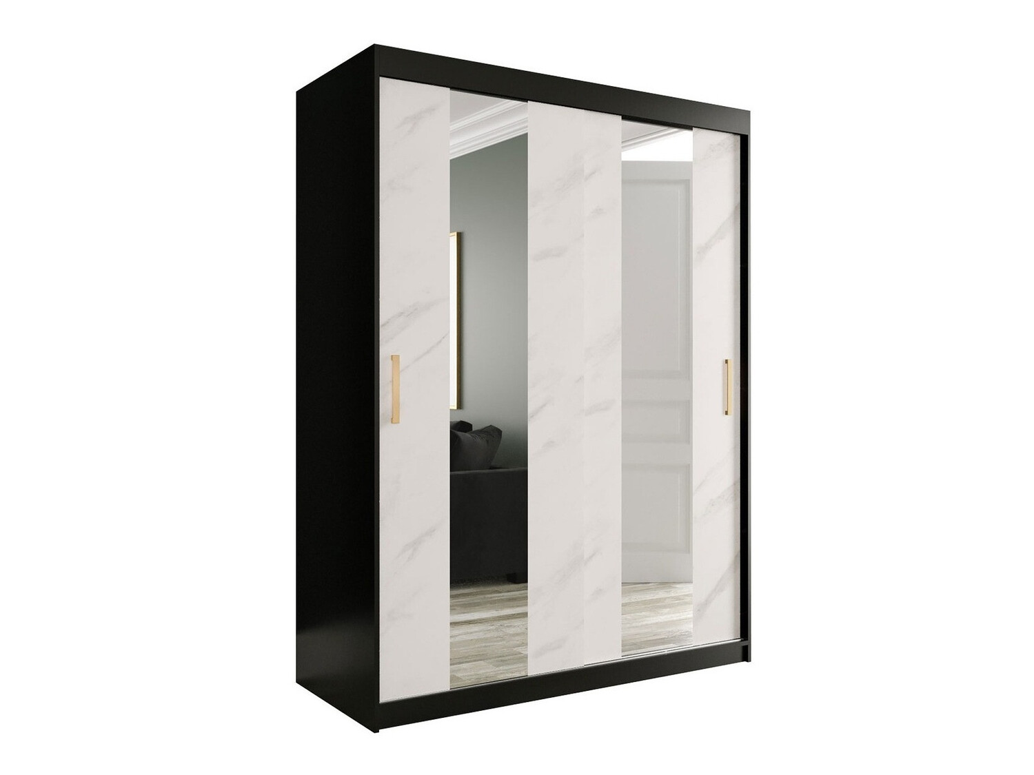 Spinta Hartford 242 (Matinė juoda + Baltas marmuras)