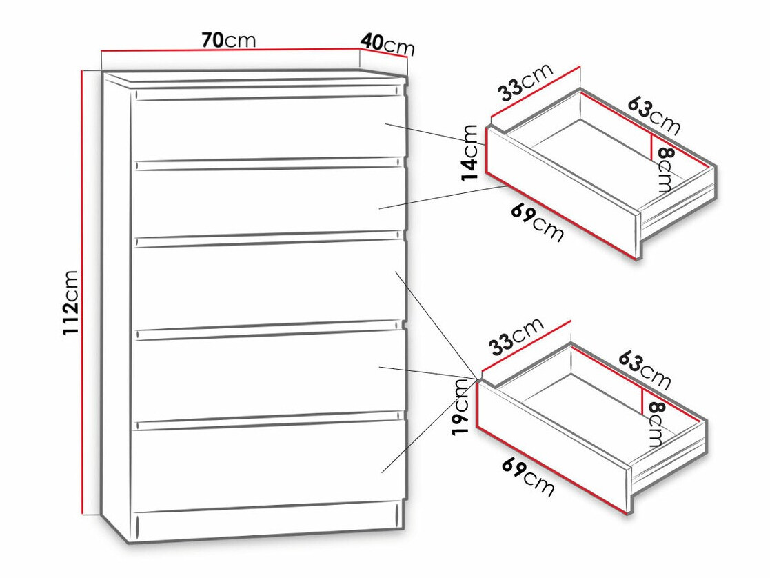 Komoda Comfivo Structor IV (Balta)