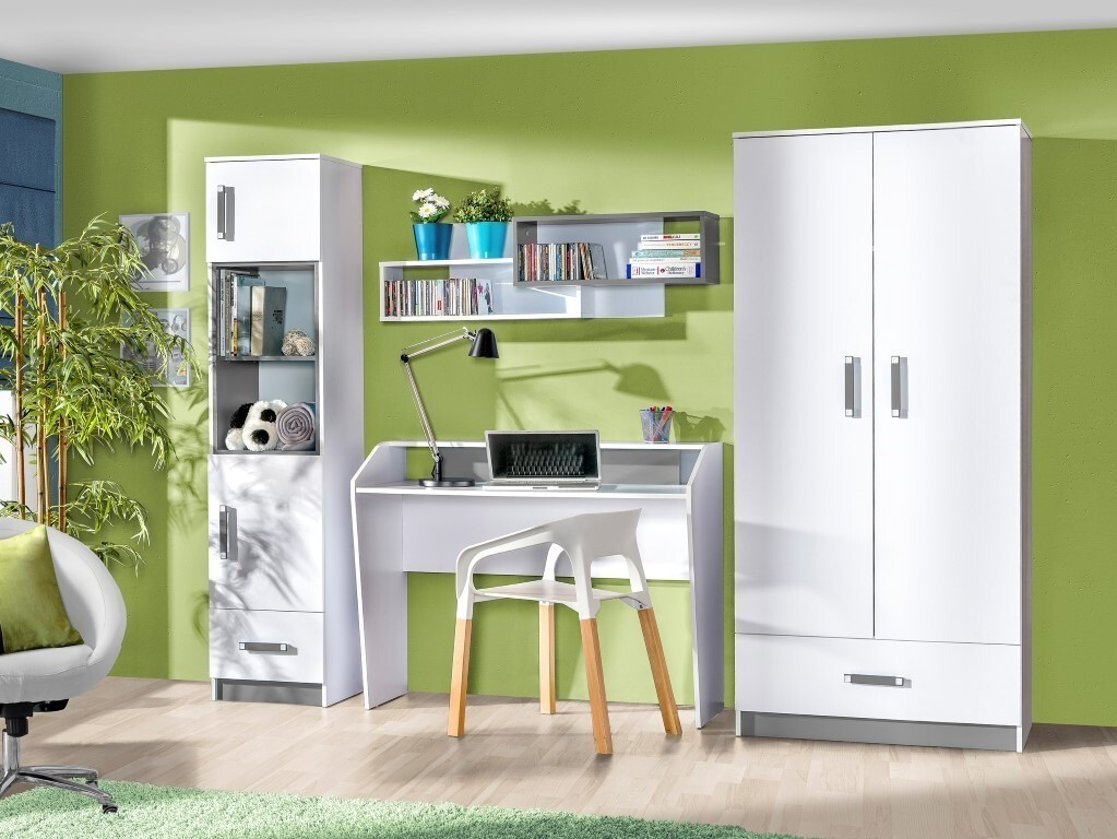 Vaikų kambario komplektas Lorlare 100 (Balta + Pilka)