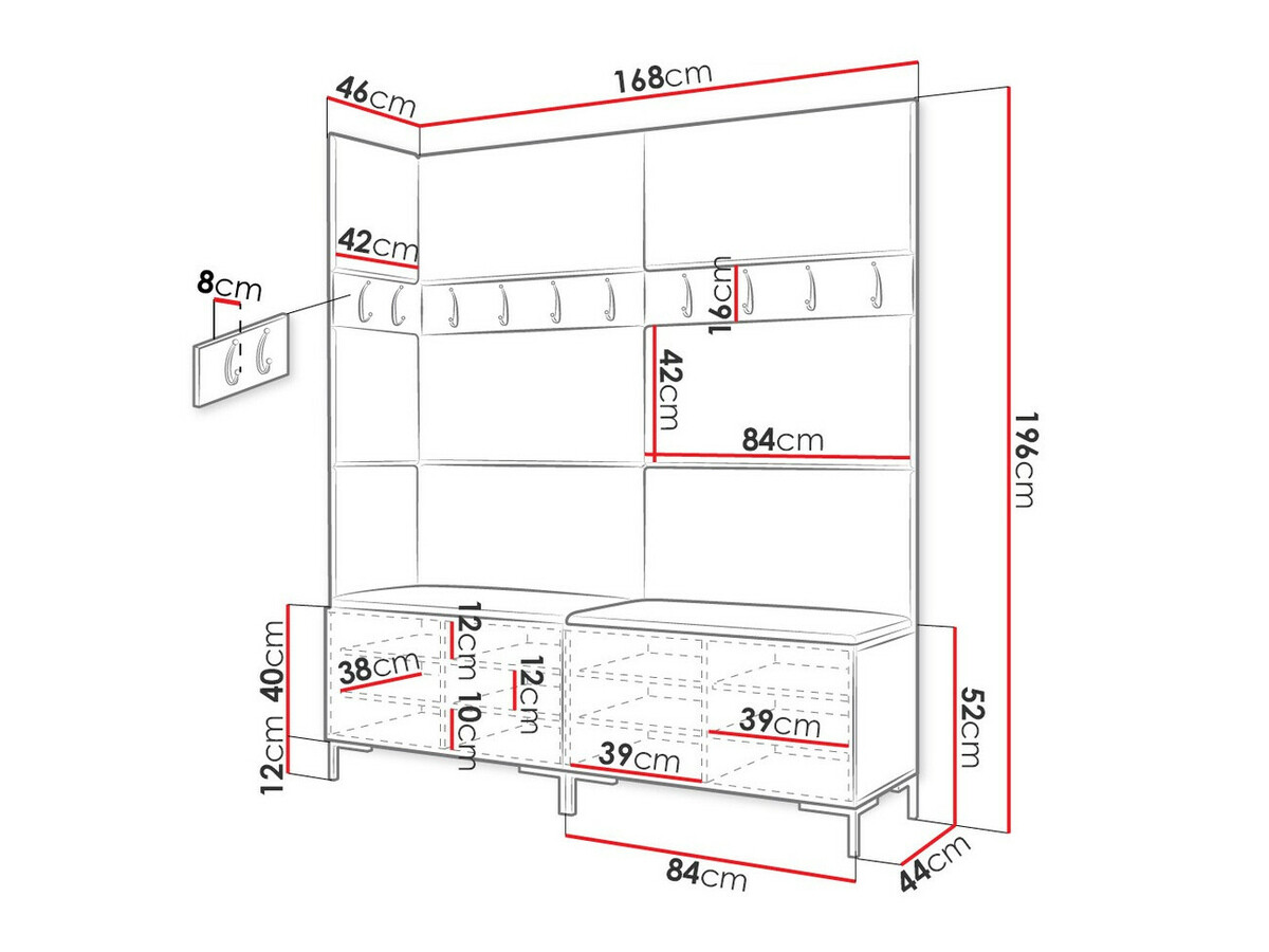 Prieškambario komplektas Nomal V (Eko oda Soft 017)