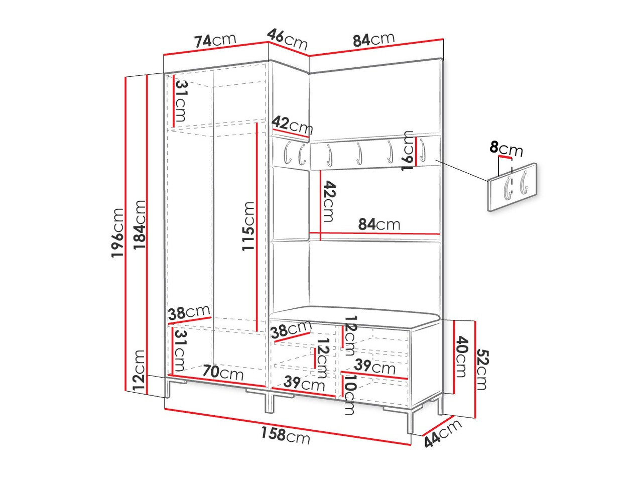 Prieškambario komplektas Nomal IX (Eko oda Soft 017)