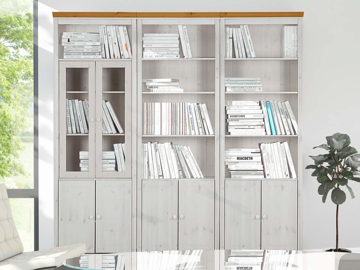 Lentynų komplektas Saltoro 111 (Balta + Medaus ąžuolas)