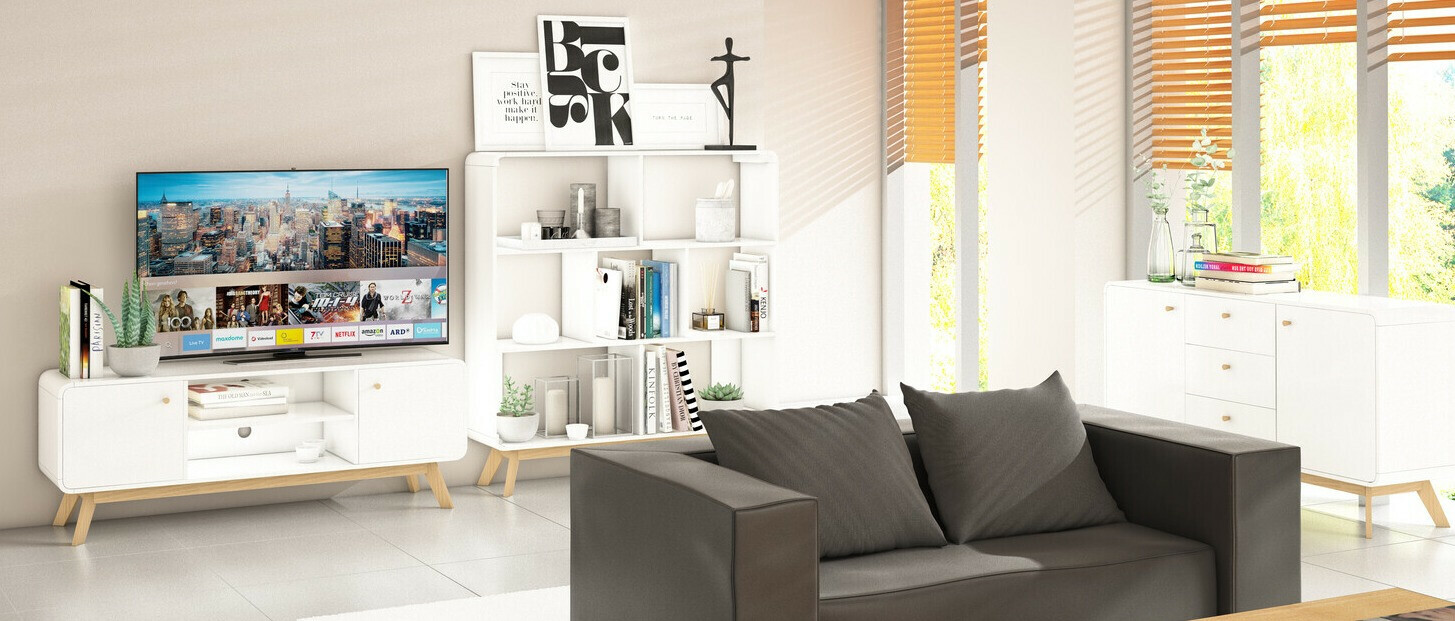 Komoda Elbtena 110 (Balta + Ąžuolas)