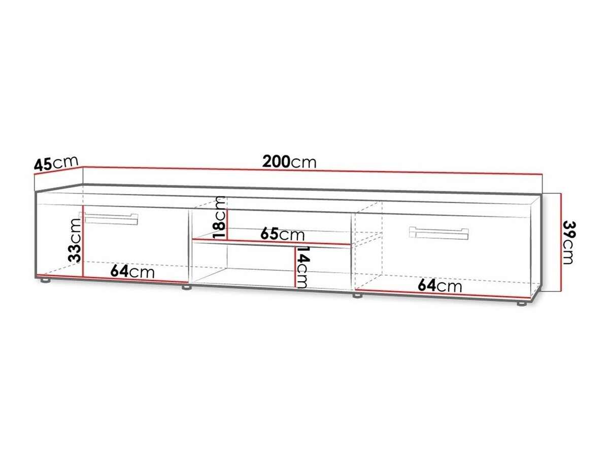 TV staliukas Charlotte 211 (Balta + Blizgi juoda)