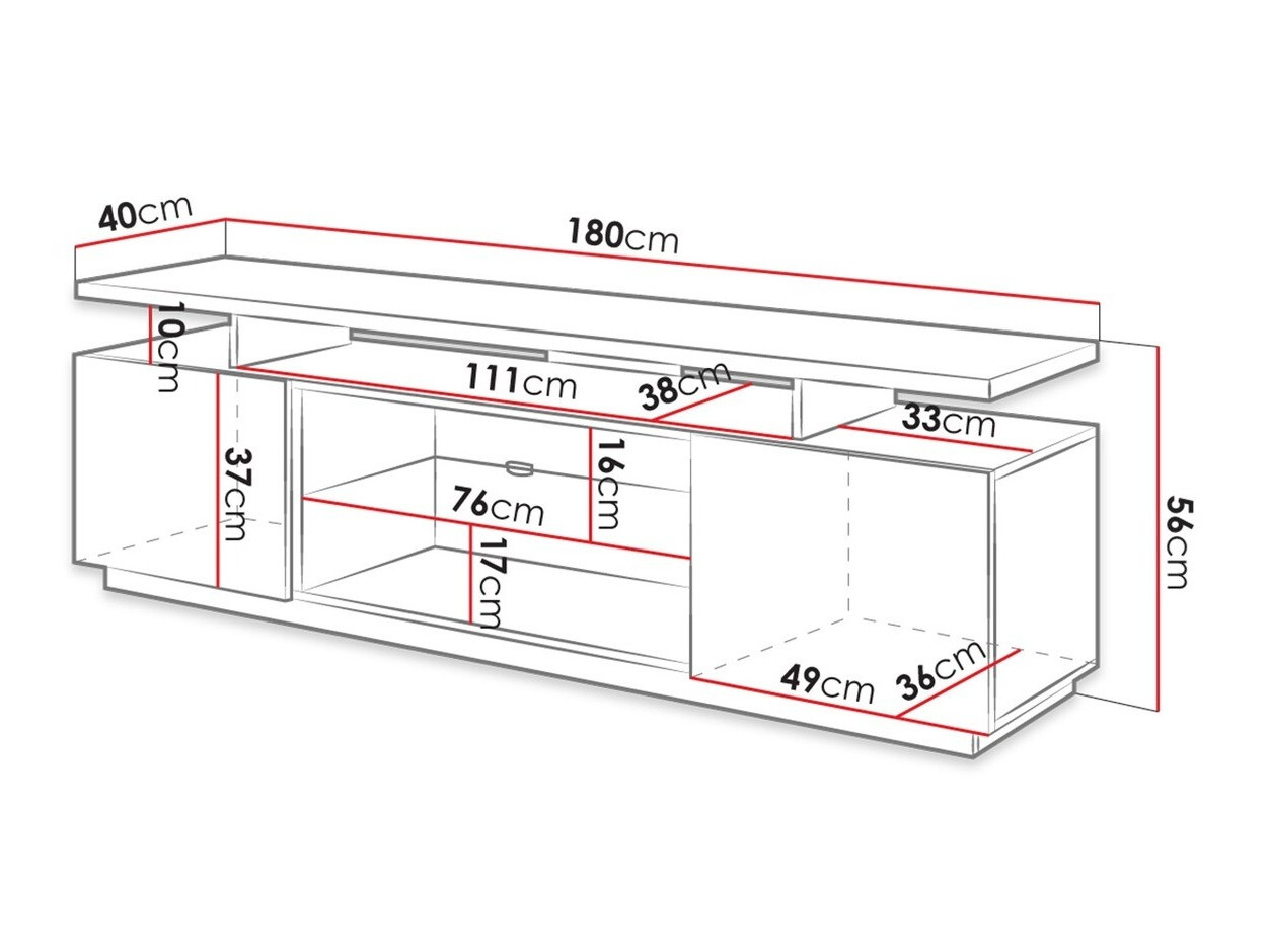 TV staliukas Figura (Balta + Blizgi balta)