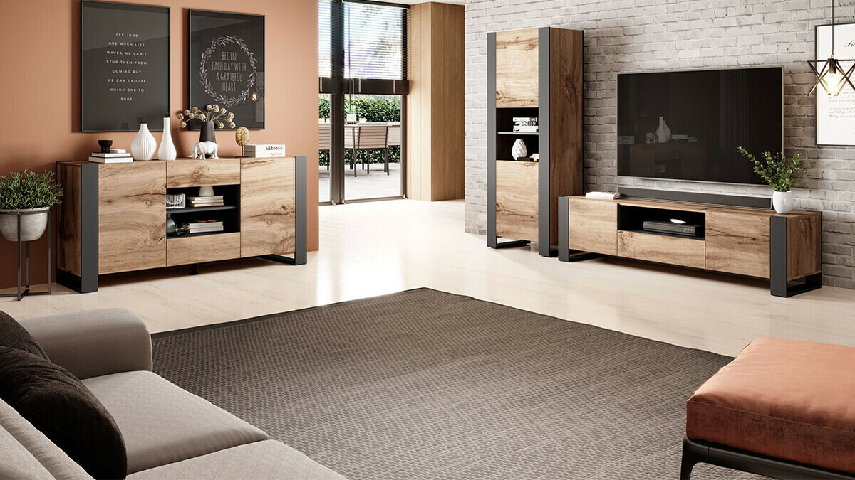 TV staliukas Nolvoi 100 (Votan ąžuolas + Antracitas)