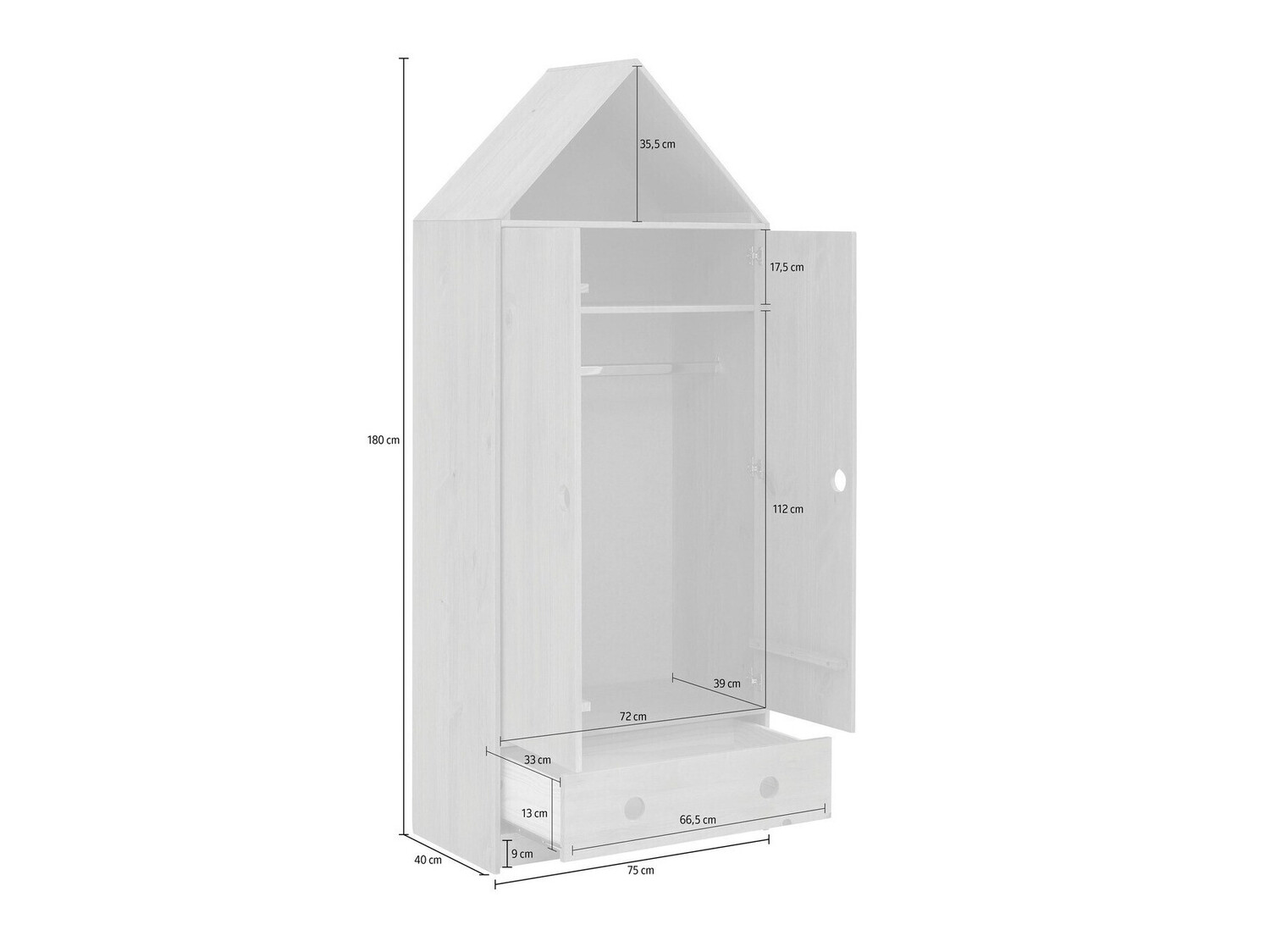 Vaikų kambario komplektas Ruvfiva 120 (Pilka)