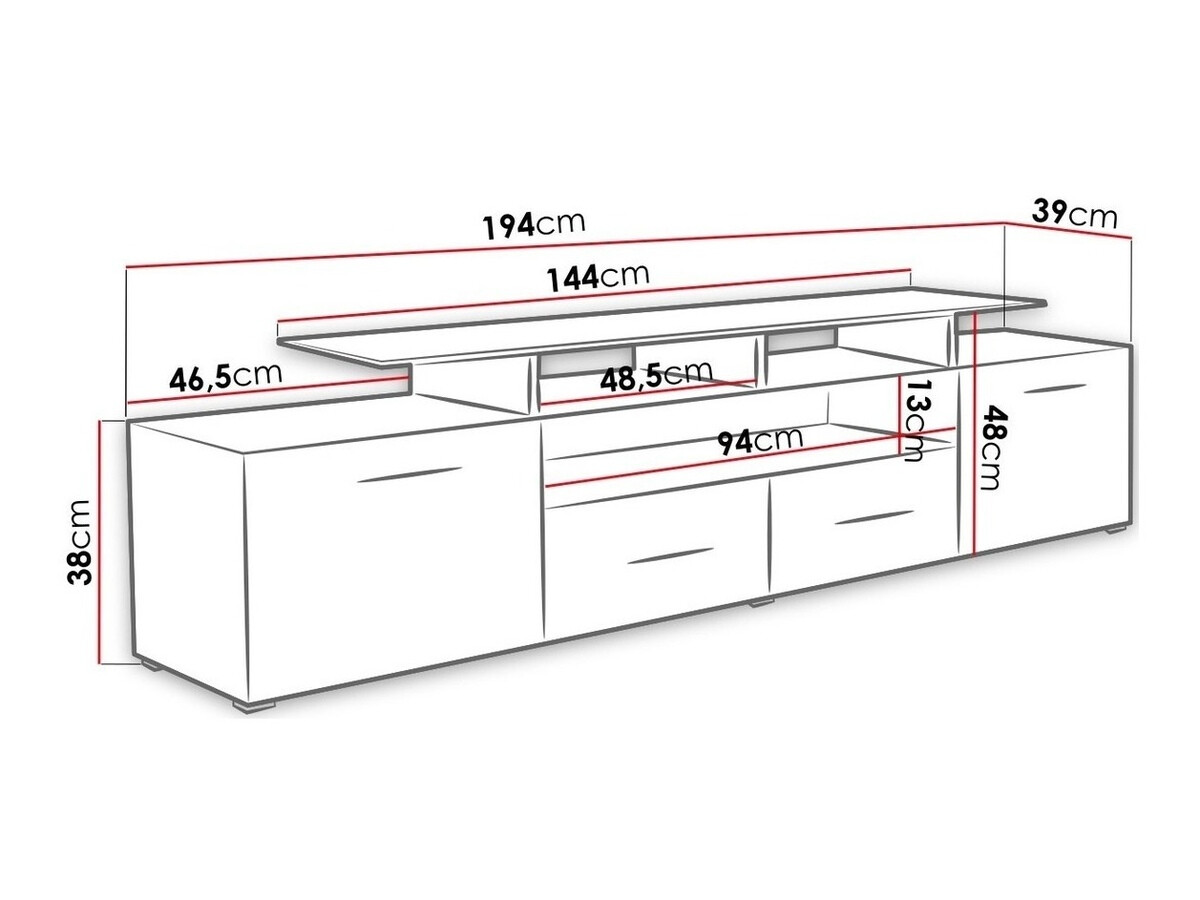 TV staliukas Charlotte 117 (Juoda + Blizgi juoda)
