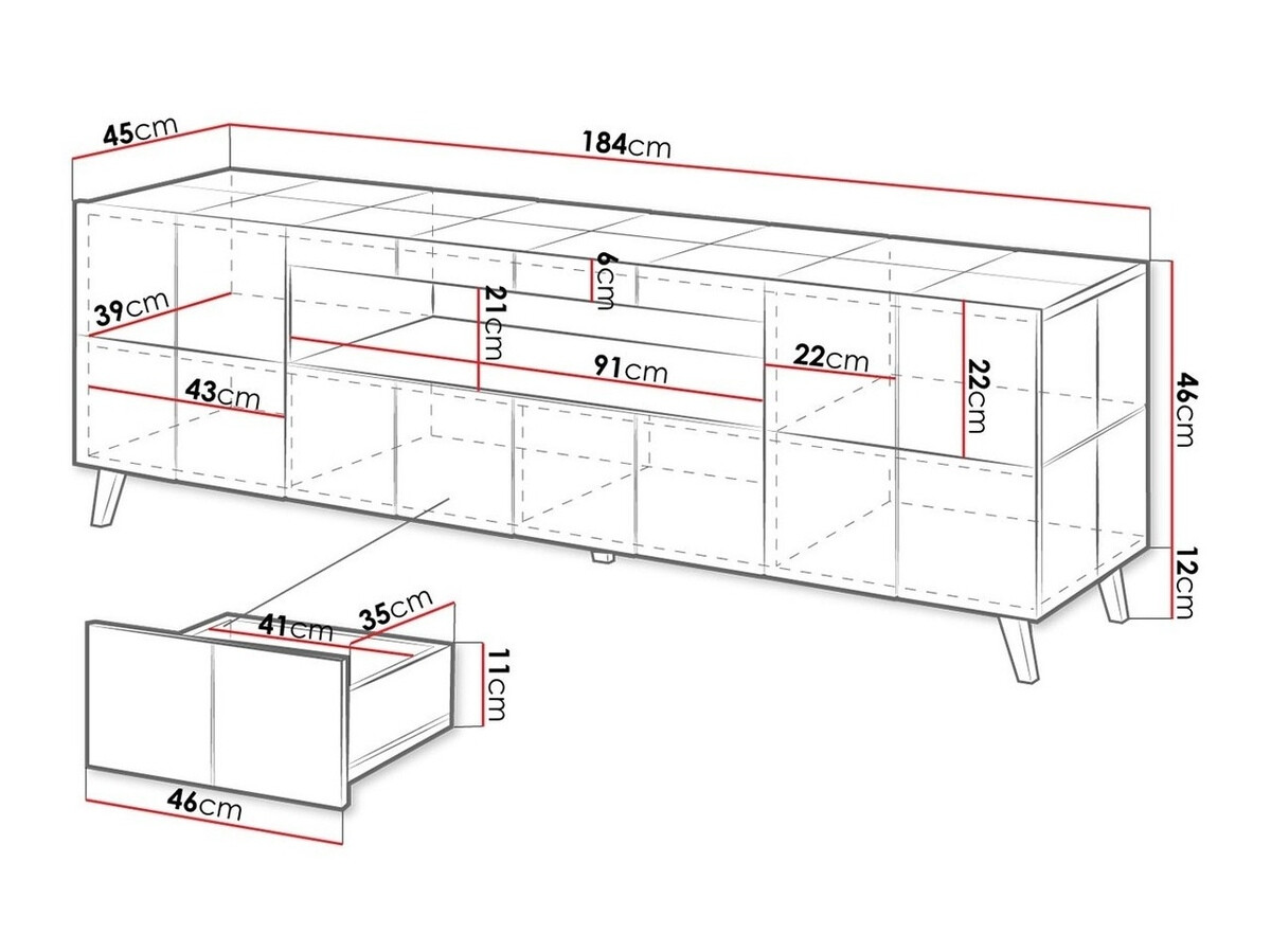 TV staliukas Charlotte 131 (Blizgi juoda)