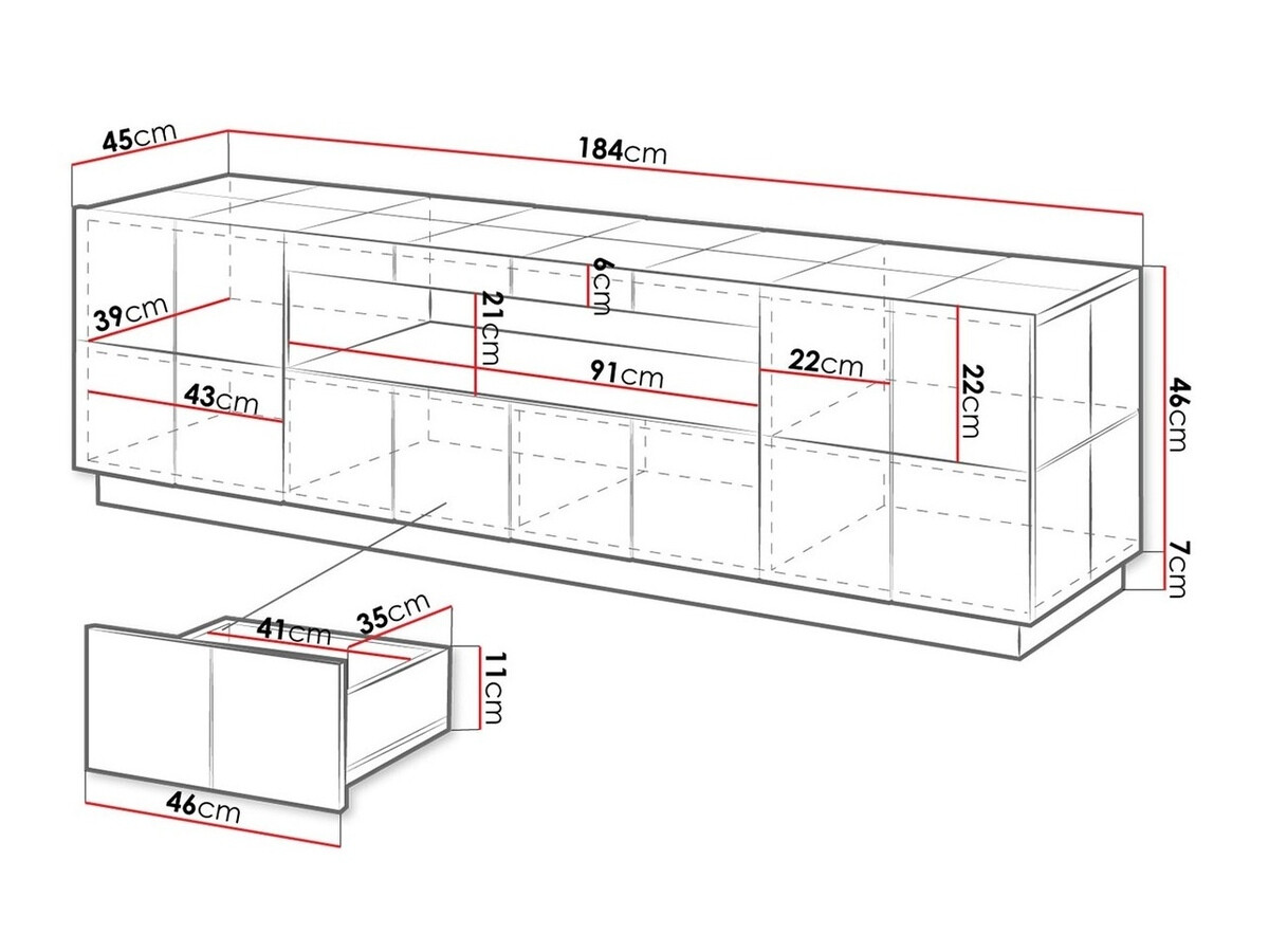 TV staliukas Charlotte 131 (Blizgi juoda)