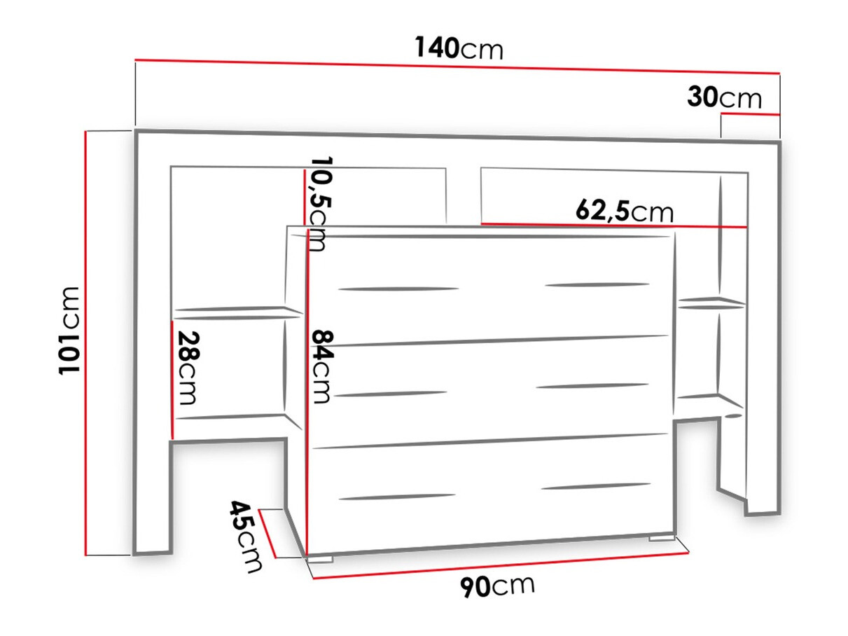 Komoda Aestas I (Balta + Blizgi juoda)