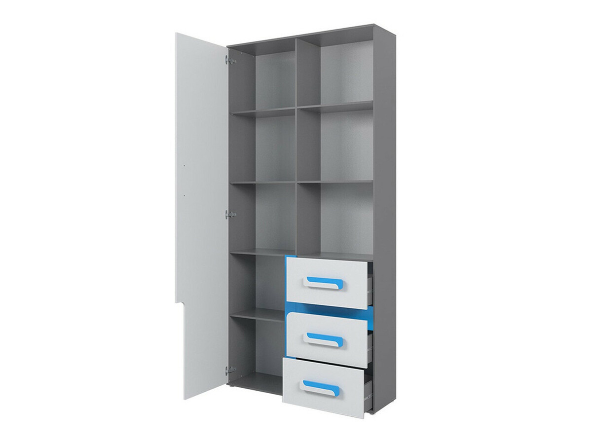 Vaikų kambario komplektas Levtala 122 (Antracitas + Balta + Turkis)