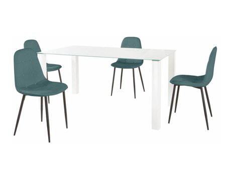 Valgomojo komplektas Denton 268 (Balta + Juoda + Turkis)
