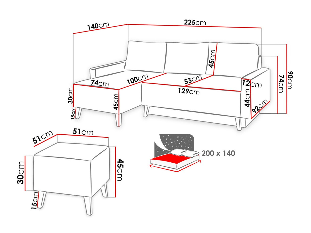Minkštų baldų komplektas Etrmoru 137