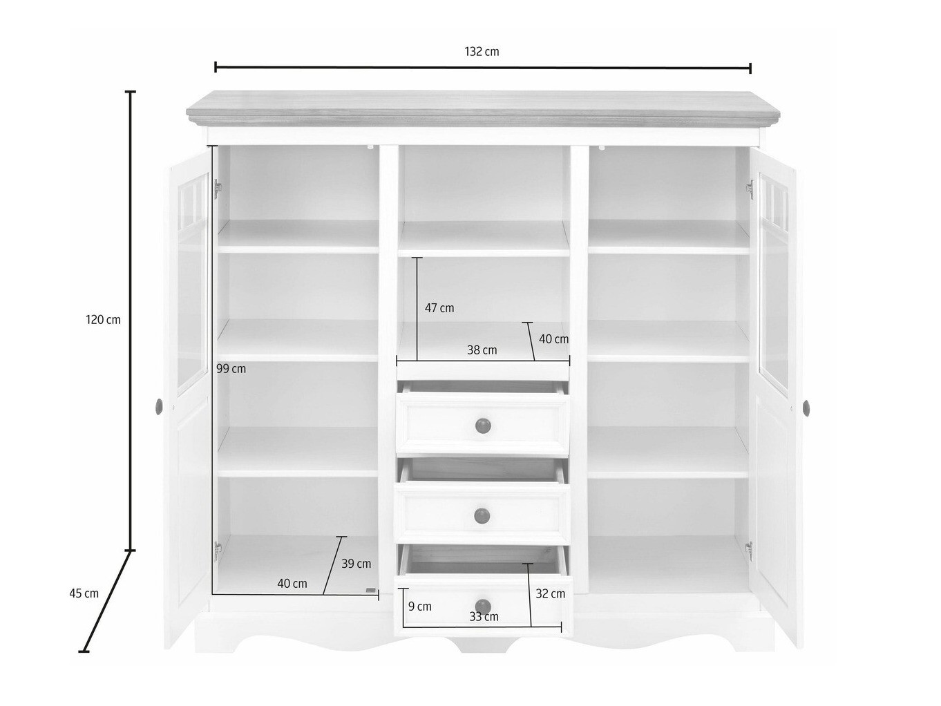 Komoda Fentivo 108 (Balta + Medaus ąžuolas)