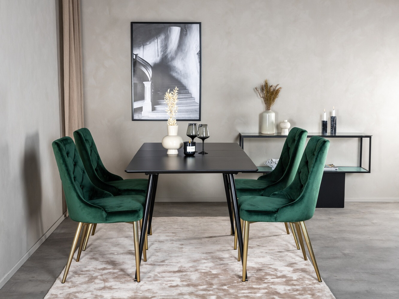 Valgomojo komplektas Dallas 1522 (Žalia + Auksinė)