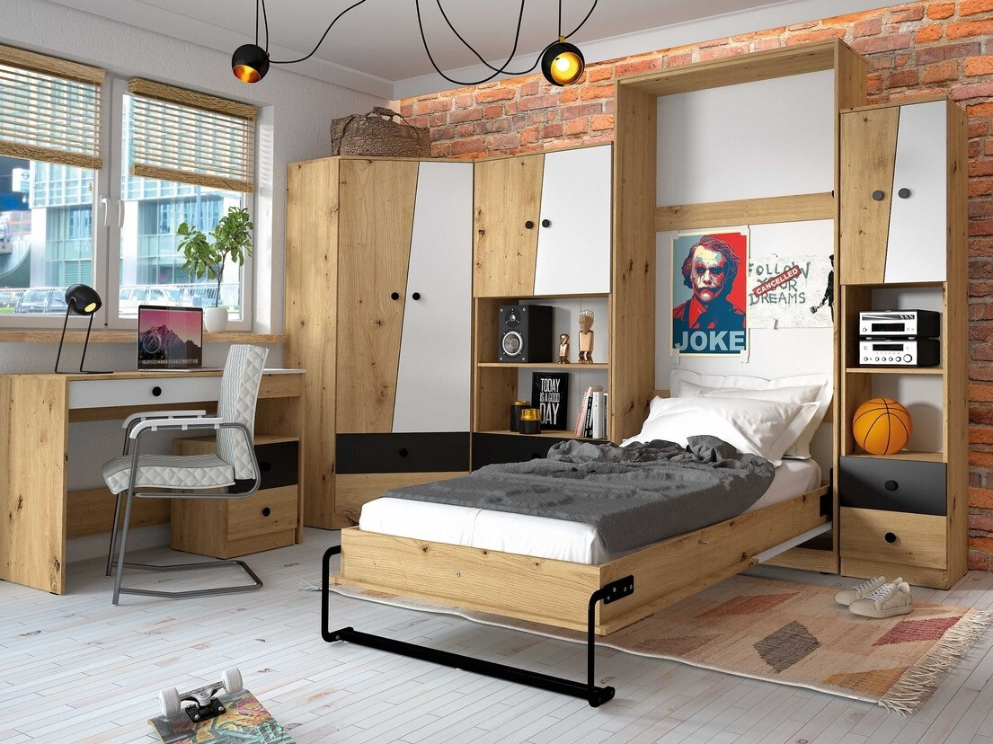 Naktinis staliukas Mirelbu 108 (Artisan ąžuolas + Juoda)