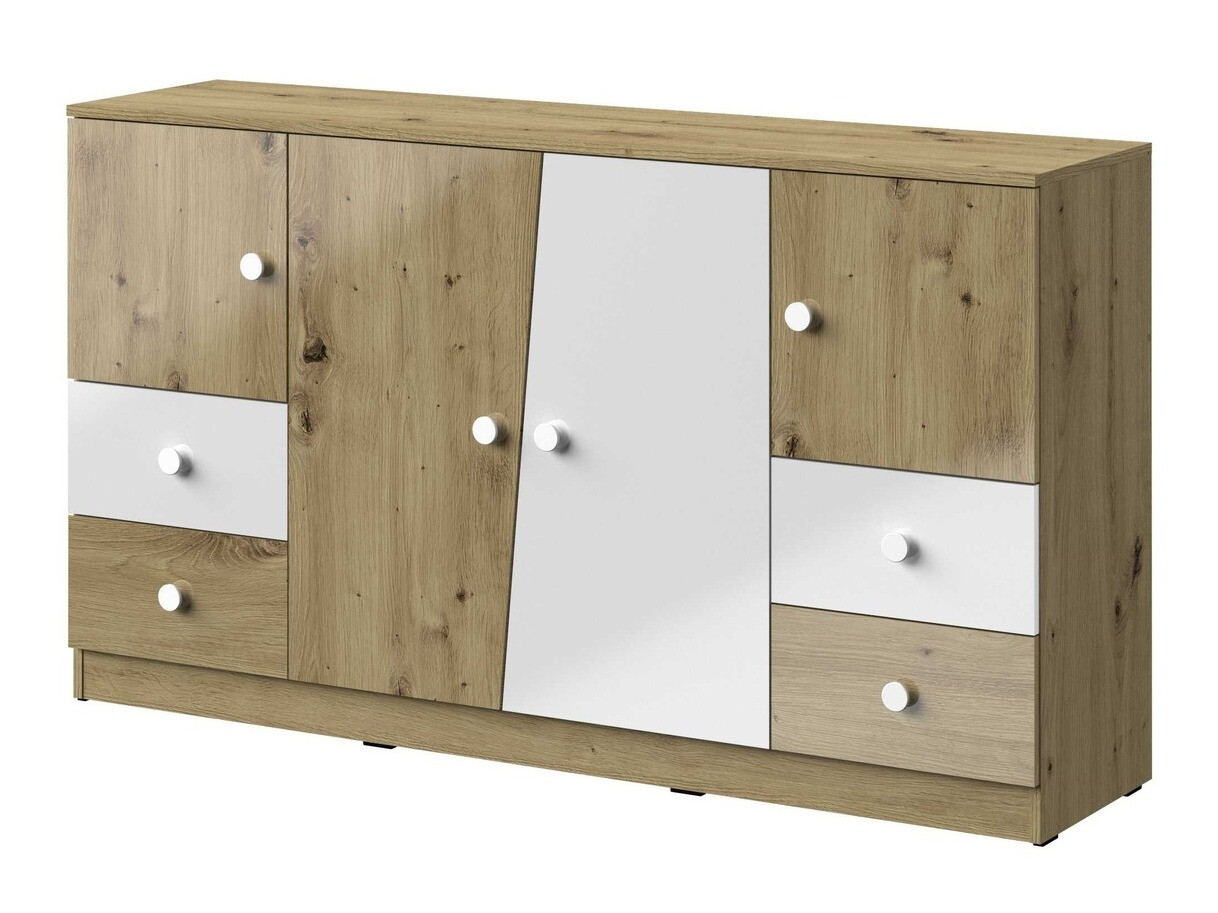 Komoda Mirelbu 105 (Artisan ąžuolas + Blizgi balta)