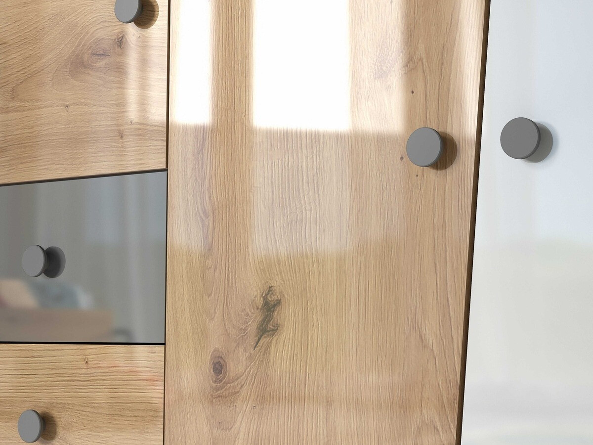 Komoda Mirelbu 105 (Artisan ąžuolas + Blizgi balta)