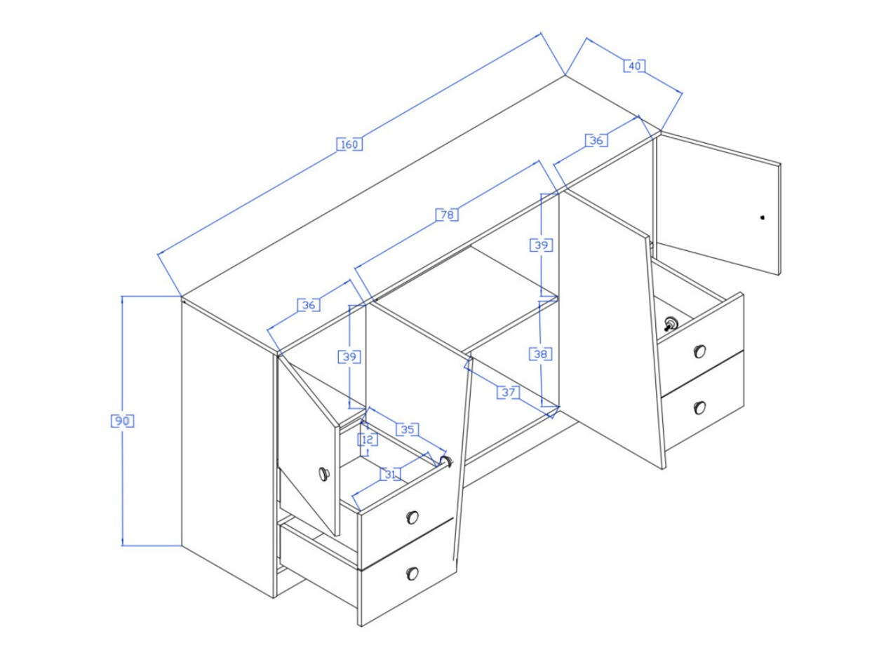 Komoda Mirelbu 105 (Artisan ąžuolas + Blizgi balta)