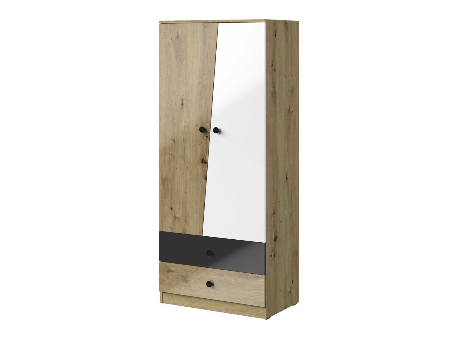 Spinta Mirelbu 100 (Artisan ąžuolas + Blizgi balta + Blizgi juoda)