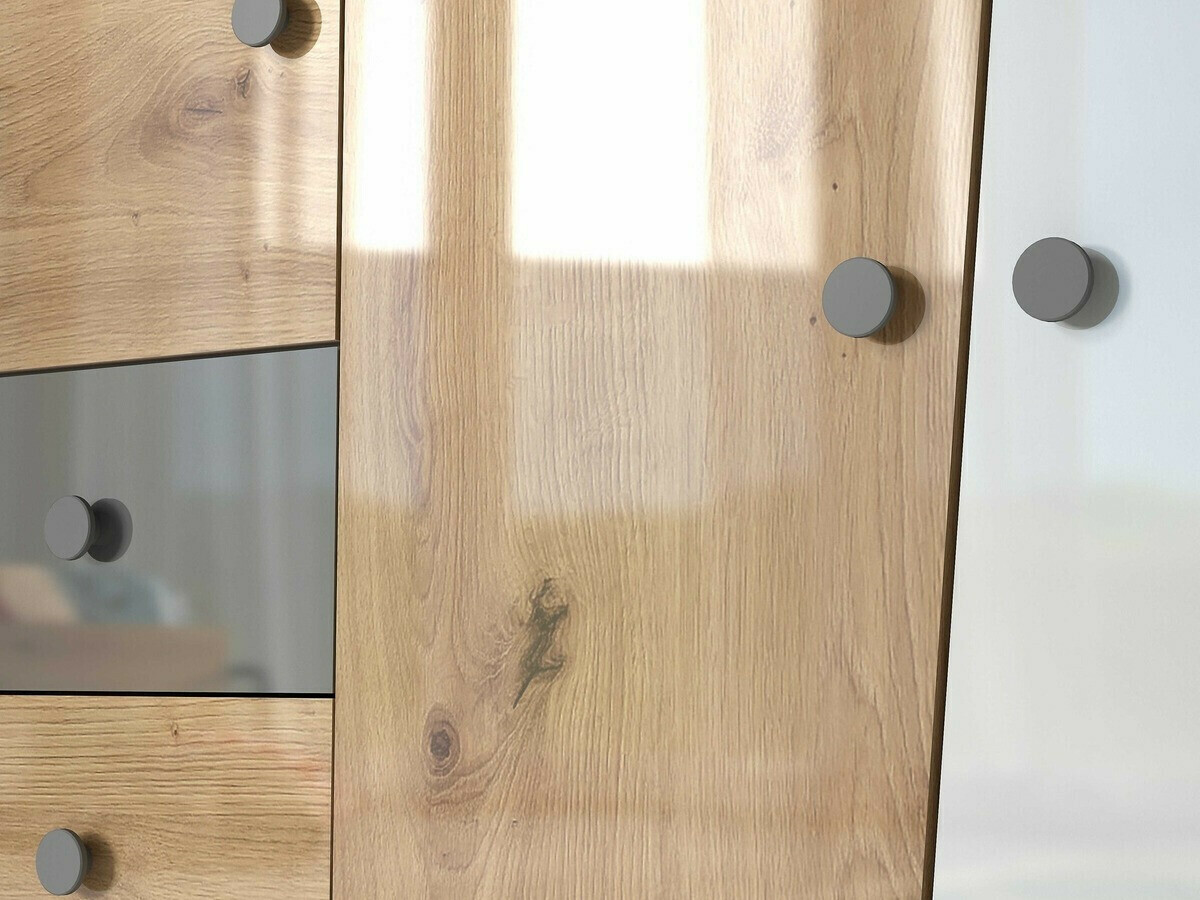 Spinta Mirelbu 100 (Artisan ąžuolas + Blizgi balta + Blizgi juoda)