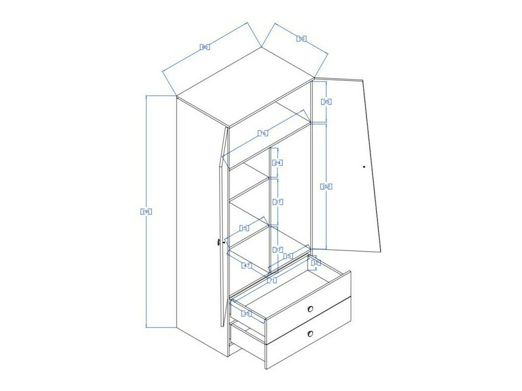 Spinta Mirelbu 100 (Artisan ąžuolas + Blizgi balta + Blizgi juoda)