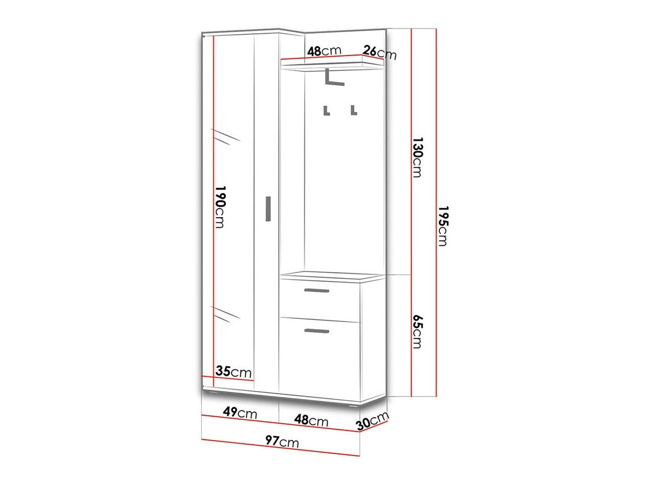 Prieškambario komplektas Stanton 103 (Sonomos ąžuolas + Balta)