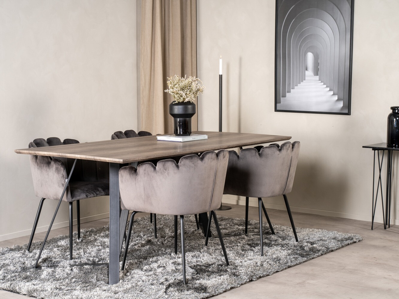 Stalas Dallas 372 (Šviesus medis + Juoda)