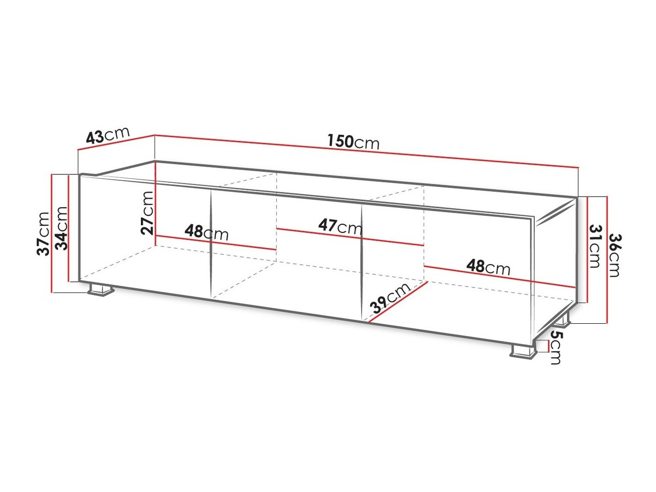 TV staliukas Tivdalu 103 (Balta + Blizgi balta)