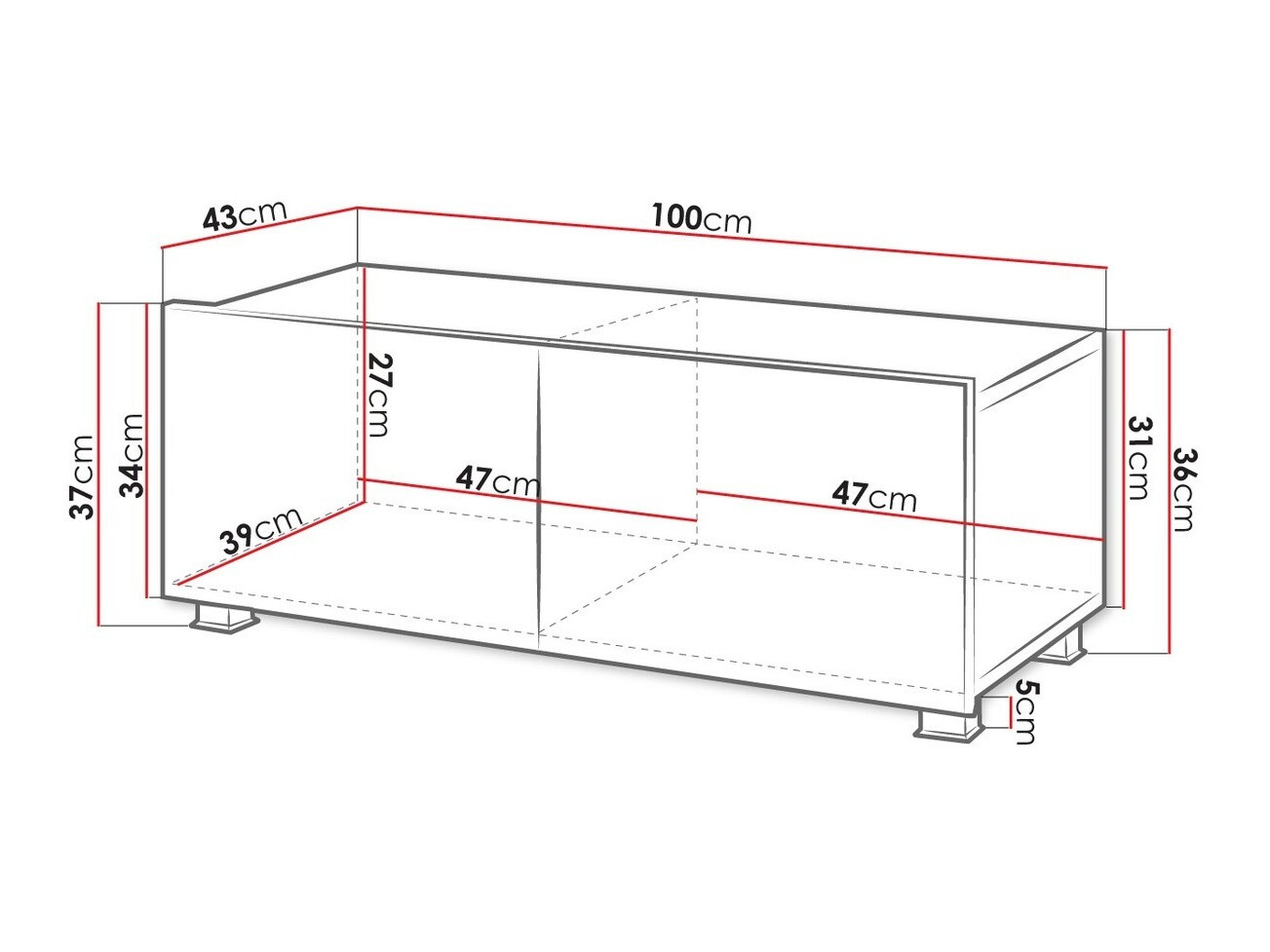 TV staliukas Tivdalu 104 (Balta + Blizgi balta)