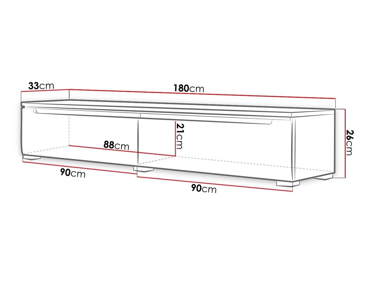 TV staliukas Sarasota 114 (Balta + Blizgi balta)