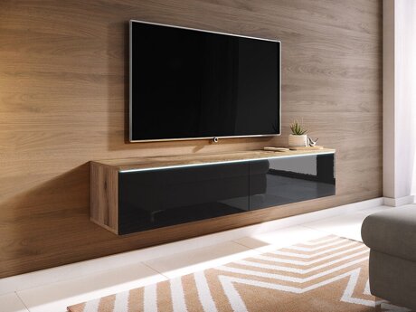 TV staliukas Sarasota 120 (Votan ąžuolas + Blizgi juoda)