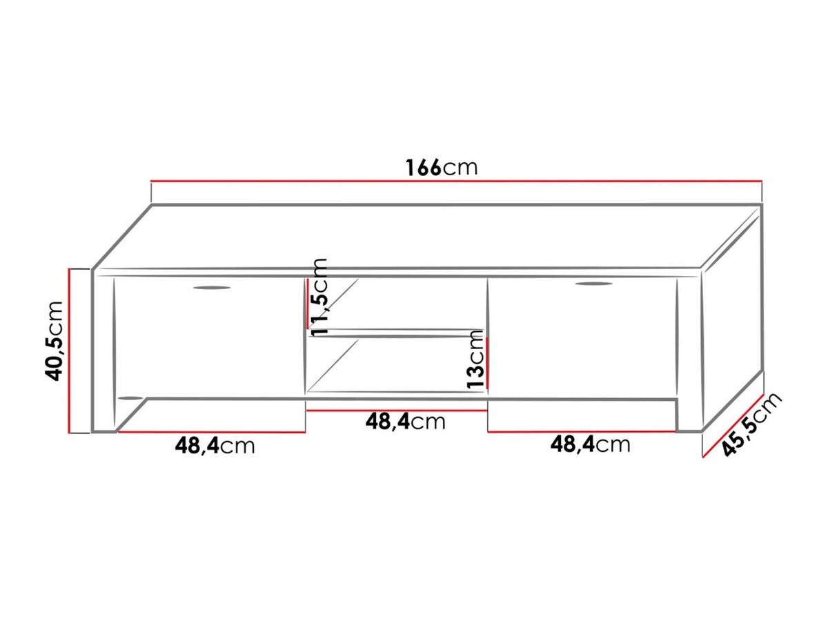 TV staliukas Nashville 104 (Balta + Blizgi juoda)